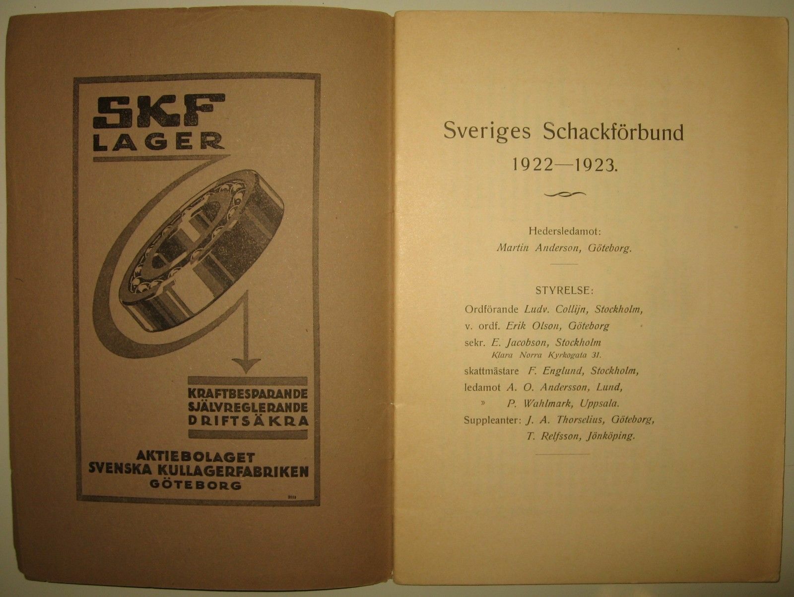 10925.Antique Swedish Chess Book: Dess Styrelse. Sveriges schachfreunds arsbok. 1924