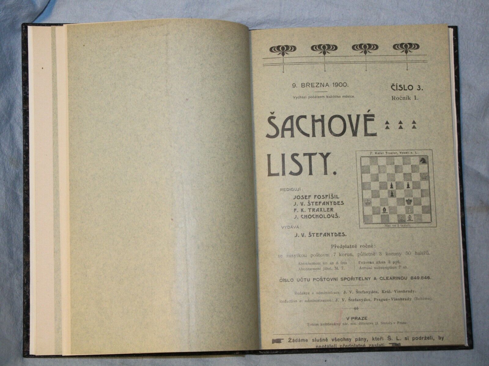 11264.Czech chess magazine:Sachove Listy. All issues.1900-1902.Baturinsky–Karpov lib.