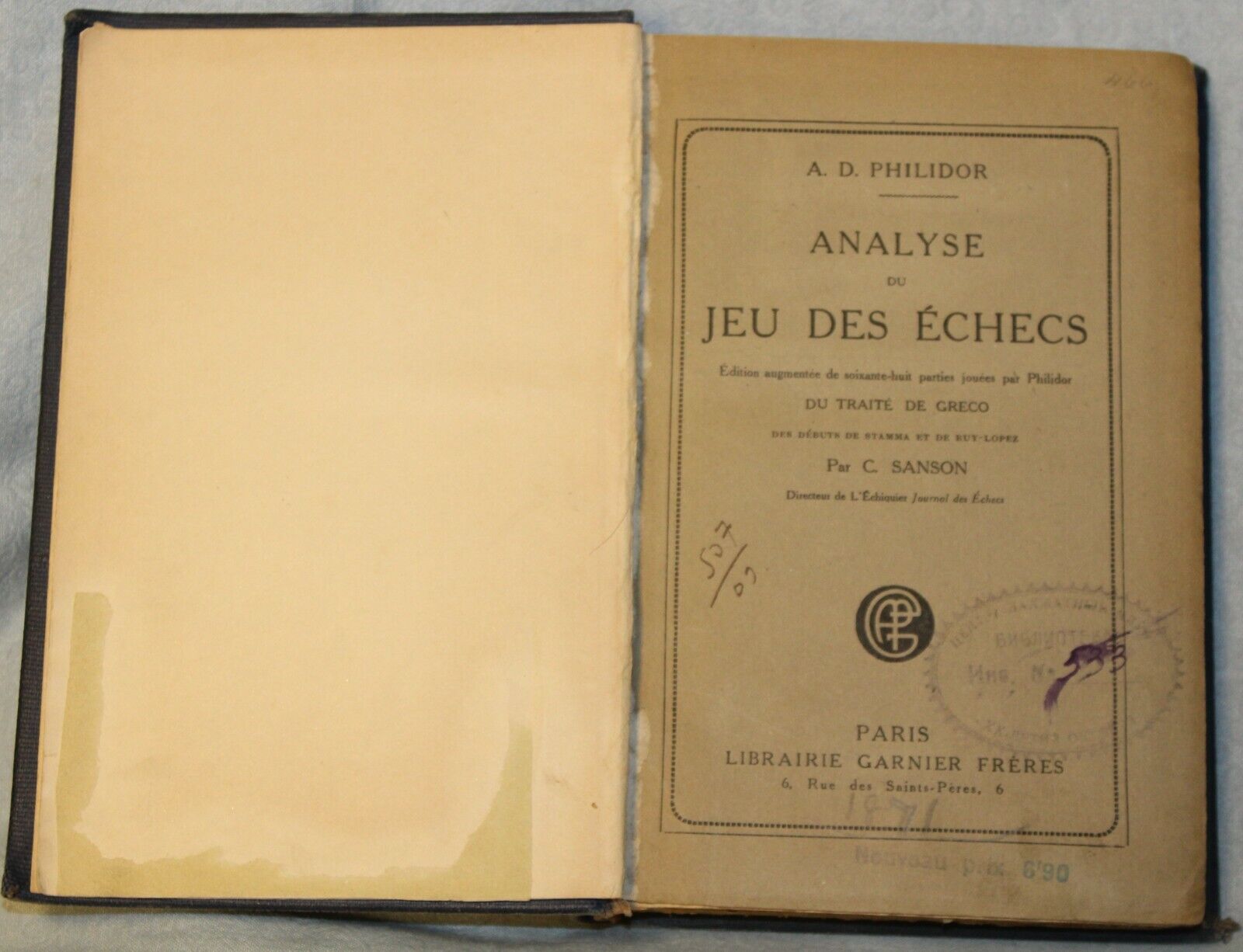 11297.French Chess Books:Analyse échecs.Philidor.Traite du Jeu Des Echecs.Greco