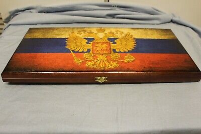 11447.Russian Checkers / Backgammon Set «Russian Flag»