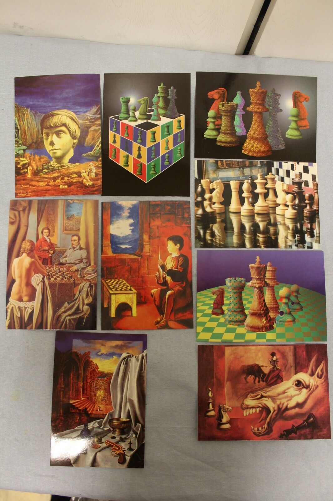 11643.Set of 24 Art Chess Postcards with list of moves of the famous chess games