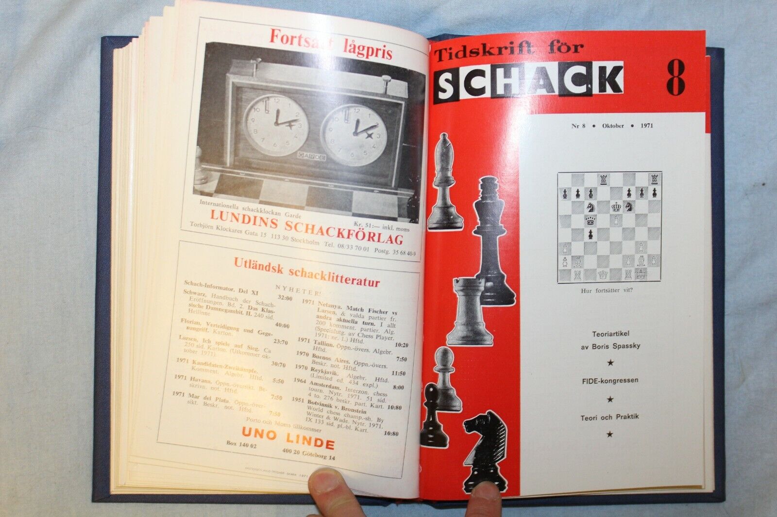 11885.Swedish Chess Magazine Tidskrift for Schack. Complete yearly set 10 issues. 1971