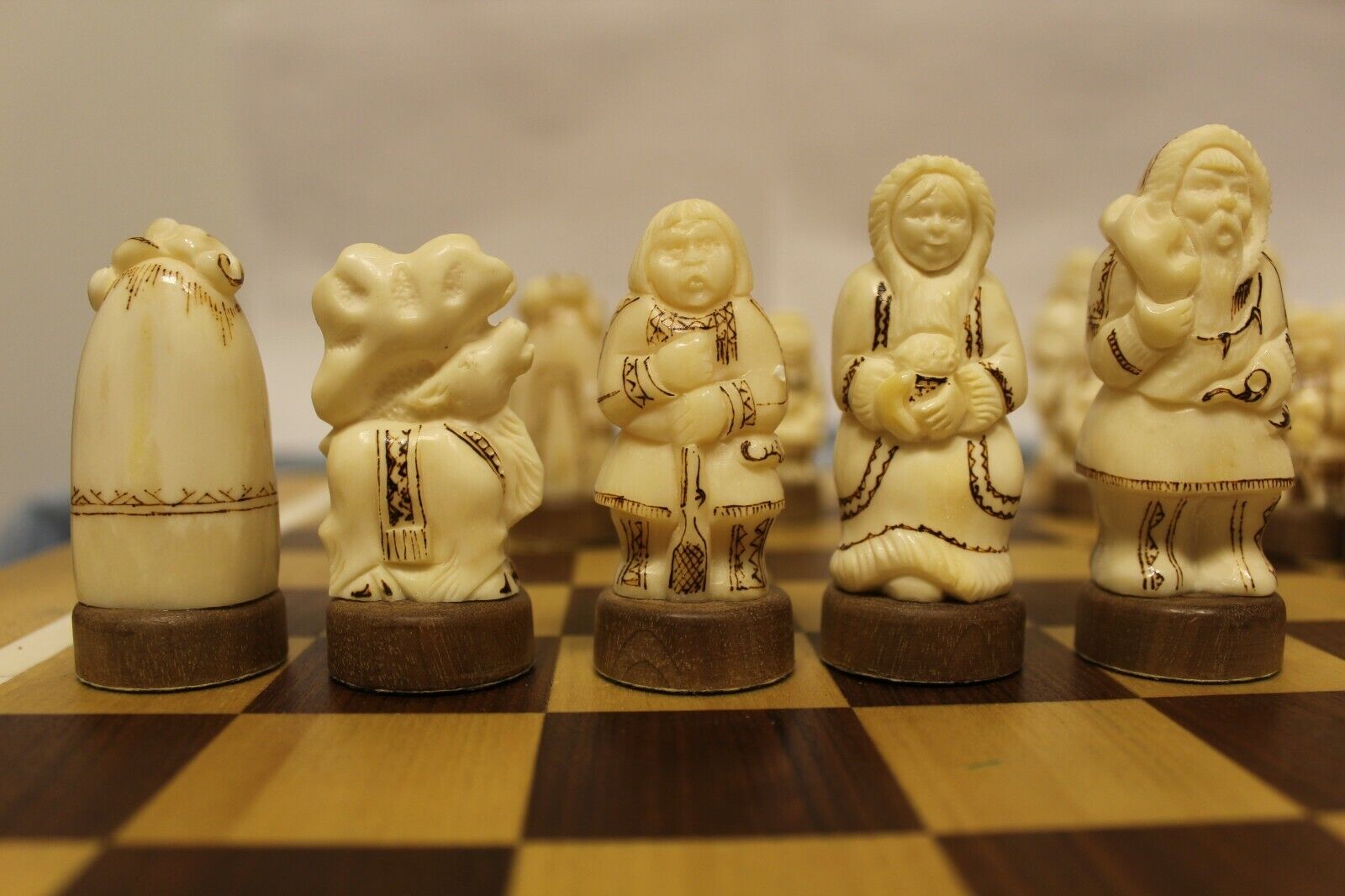 11921.Vintage Chess Pieces from Nothern Part of Russia. Extremely delicate work