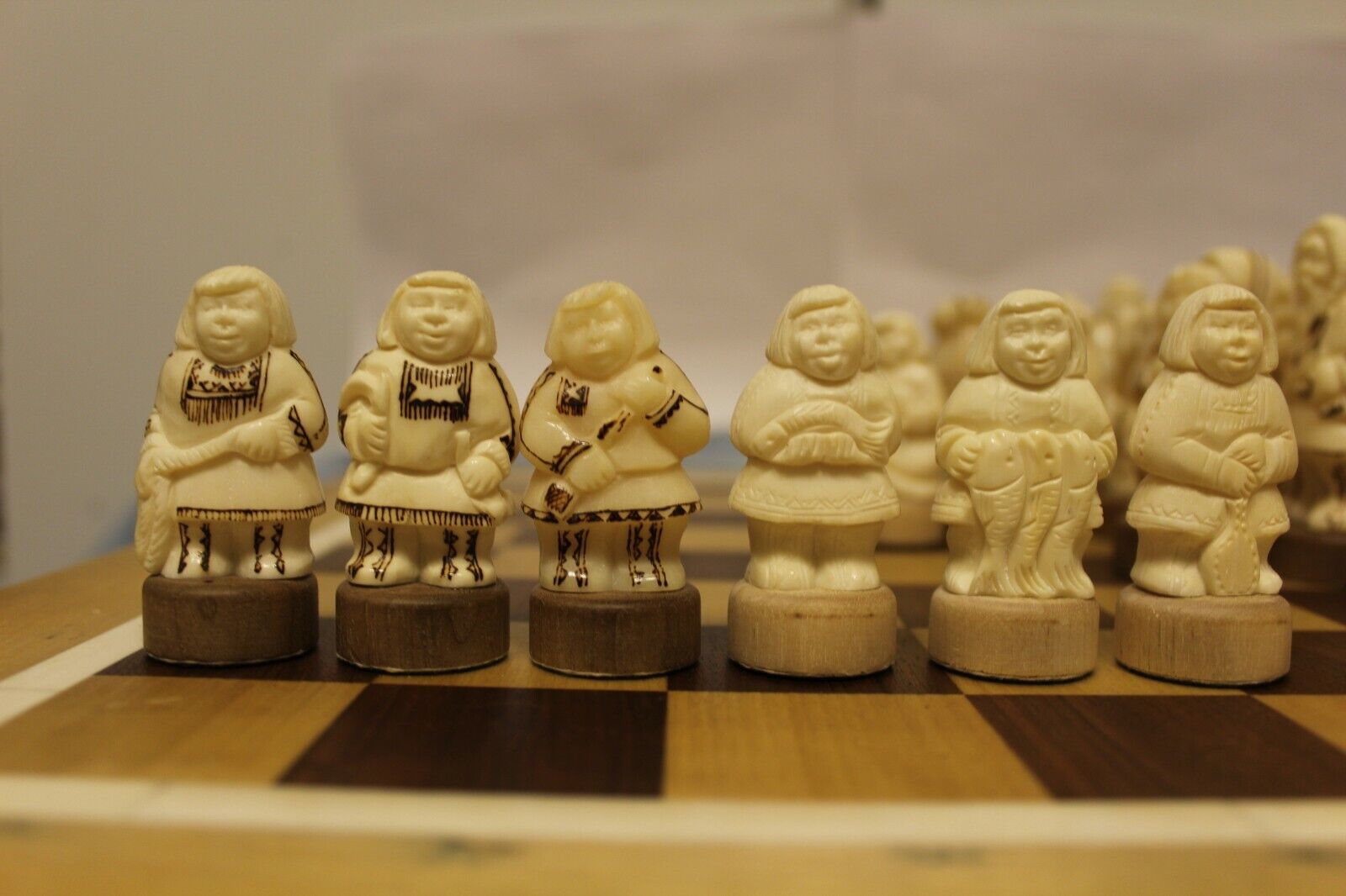 11921.Vintage Chess Pieces from Nothern Part of Russia. Extremely delicate work