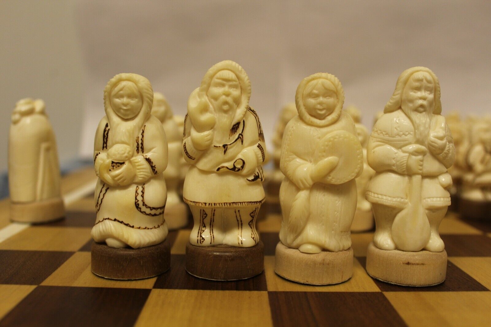 11921.Vintage Chess Pieces from Nothern Part of Russia. Extremely delicate work