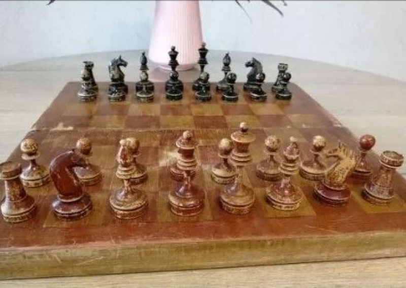 Wooden chess set. USSR 1930s.