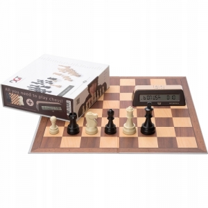 Шахматный стартовый набор DGT Brown Chess (доска, фигуры, часы) (Голландия)