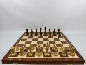 Шахматная доска складная деревянная Турнирная 6 + фигуры из самшита (Доска - Польша,  Фигуры - Индия)